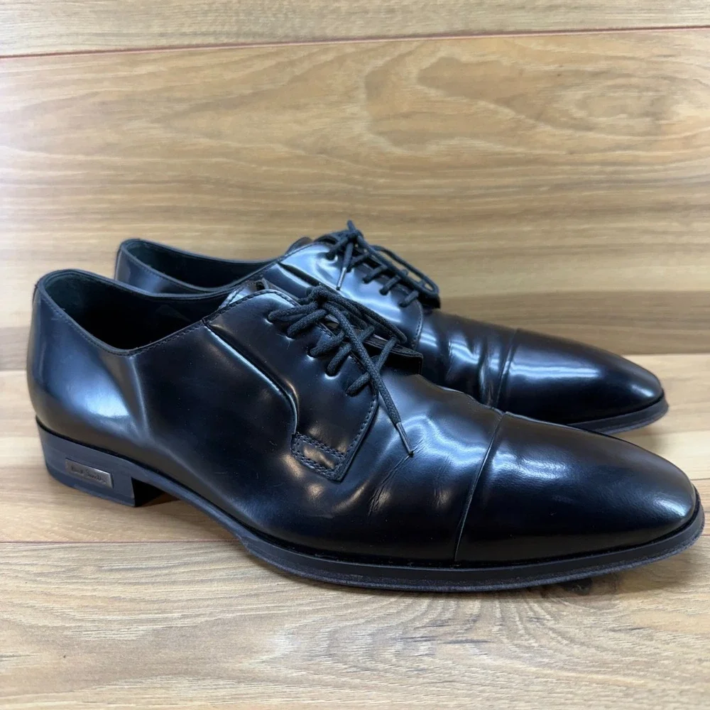 Paul Smith Cap Toe Oxfords Mens 10 EU 43 Black Leather Dress Shoes‎ Italy
